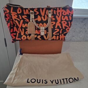 Louis Vuitton "GRAFITTI" Limited Edition Orange 50 Boston Bag 🍊🍊🍊🧡🧡🧡